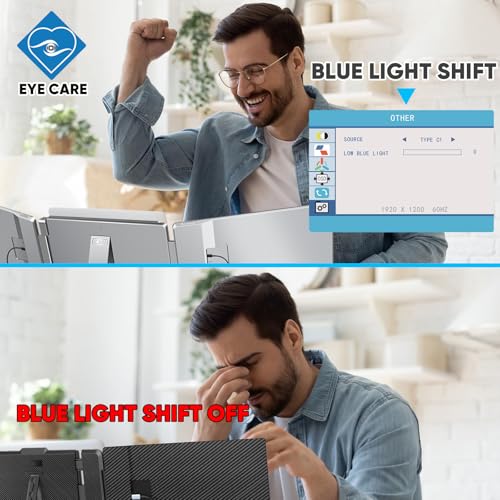 LXU Laptop Screen Extender Monitor Portable 14" 1200P | Triple Extended Monitor, for 12~16.2" Laptops, Not for M1 M2 M3, Plug & Play, No Clip-on, Silver, S7 - size: 14" Screen Extender