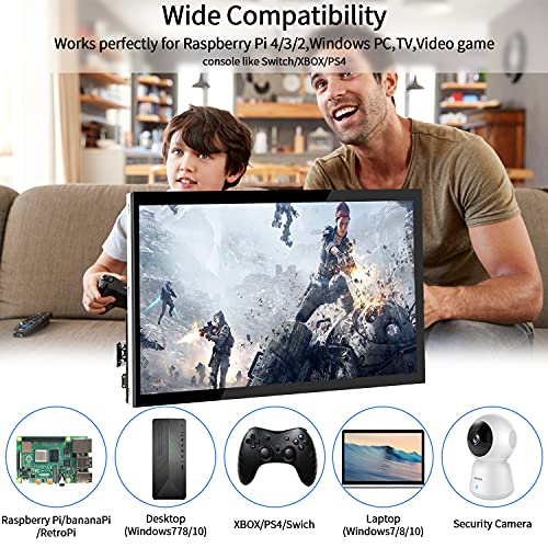 Raspberry Pi Screen 10.1 Inch Touchscreen Monitor 1024x600 Portable HDMI Monitor 16:9 IPS Screen Display for Raspberry Pi 5/4/3/2/Zero/B/B+ Win11/10/8/7, Free-Driver