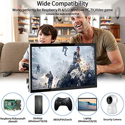 Raspberry Pi Screen 10.1 Inch Touchscreen Monitor 1024x600 Portable HDMI Monitor 16:9 IPS Screen Display for Raspberry Pi 5/4/3/2/Zero/B/B+ Win11/10/8/7, Free-Driver