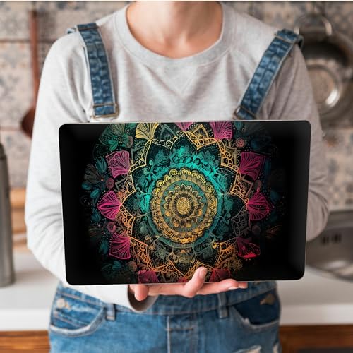 Universal Laptop Skin Sticker with 2 Wrist Pad Skins, Waterproof Scratch Resistant Vinyl Laptop Cover Decal, Cut to Fit for 11–15.6 Inch MacBook HP Dell Lenovo, Mandala - color: Mandalas