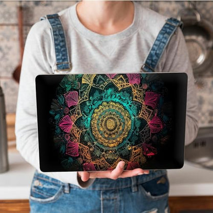 Universal Laptop Skin Sticker with 2 Wrist Pad Skins, Waterproof Scratch Resistant Vinyl Laptop Cover Decal, Cut to Fit for 11–15.6 Inch MacBook HP Dell Lenovo, Mandala - color: Mandalas