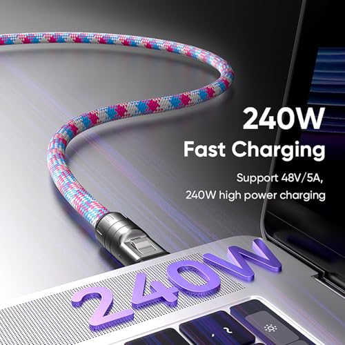 C to C 240W Charging Cable with Wearable Bracelet Design, 5A Fast Charging Phone Lanyard, Portable USB-C Cable for Smartphones, Tablets, Laptops (Black)