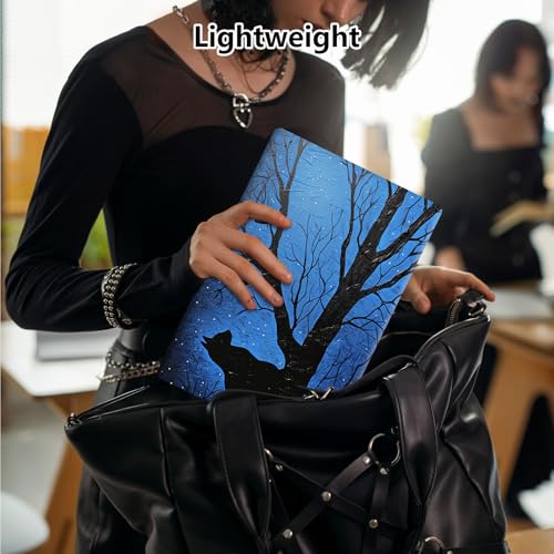 Laptop Skin Sticker Decal 15.6 Inch,12 13 13.3 14 15 15.6 in Laptop Netbook Skins for Notebook,Art Decal Removable Waterproof Scratch Resistant,Universal Vinyl Cover,Black Cat Blue Tree - color: Black Cat Blue Tree