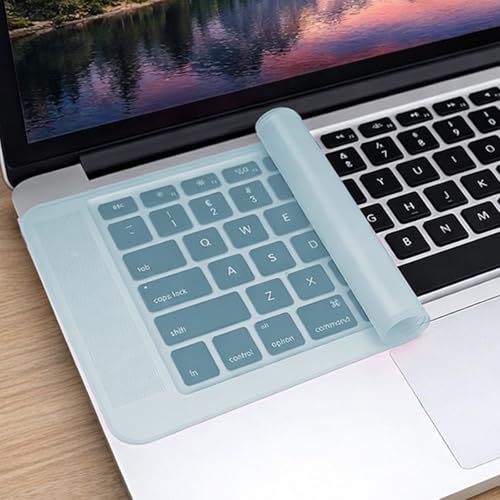 Laptop Keyboard Protector Silicone Transparent Cover for Dustproof Protection Compatible with 13-14 Inch (Blue) - color: blue