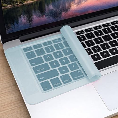 Laptop Keyboard Protector Silicone Transparent Cover for Dustproof Protection Compatible with 13-14 Inch (Blue) - color: blue