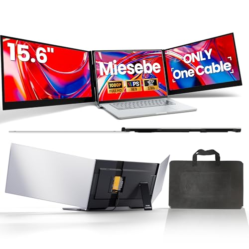 Laptop Screen Extender Triple Monitor, 15.6" FHD 1080P USB-C One Cable Plug n Play Portable Monitor for Laptops 13-17", 0.16" Ultra-Slim Travel Monitor for Mac/Win/Android (Driver Required) - color: Grey 15.6”