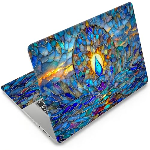 DEGDFSGR 12.1-15.6 Inch Universal Reusable Laptop Skin Sticker Decal, Waterproof Removable Protector for Notebook Cover, Scratch-Resistant Vinyl Cuttable Full Wrap Sticker, Blue Lotus Water Droplet - color: Blue Lotus Water Droplet