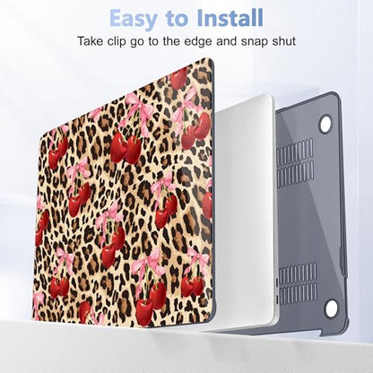 May Chen Compatible with MacBook Air 13 inch Case 2022 2021, 2020-2018 Release Model: M1 A2337 A2179 A1932, Plastic Hard Shell Case Cover for Mabook Air 13 inch with Retina Dispaly, Cherry and cheetah - color: Cherry and cheetah