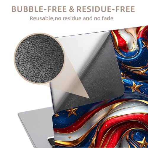 Universal Laptop Skin Sticker for 12/13/14/15.6 Inch Laptops, Reusable Vinyl Laptop Decal Cover, Waterproof Scratch Resistant Notebook Skin with 2 Wrist Pads,Gilded National Flag - color: Gilded National Flag