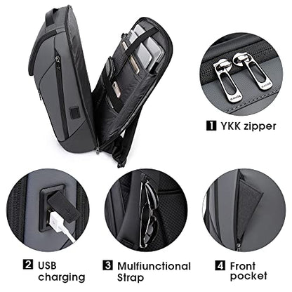 BANGE Business Smart Backpack Waterproof fit 15.6 Inch Laptop Backpack with USB Charging Port,Travel Durable Backpack - color: Grey