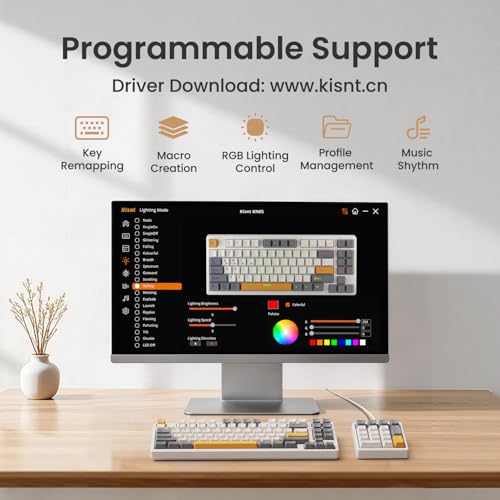 Kisnt KN85 Wireless Mechanical Keyboard, 75% Layout, Bluetooth/2.4GHz/USB-C, Custom RGB Backlit, Hot-Swappable Linear Switch, Creamy Sound for Gaming/Typing (Retro Beige) - color: Retro Beige