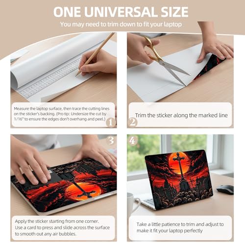 Universal Laptop Skin Sticker for 12/13/14/15.6 Inch Laptops, Reusable Vinyl Laptop Decal Cover, Waterproof Scratch Resistant Notebook Skin with 2 Wrist Pads,Crossed Skulls - color: Crossed Skulls