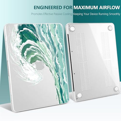 Batianda Case for MacBook Neo 13 Inch 2026 Model A3404, Aqua Wave | 4-in-1 Laptop Accessories Bundle with Aqua Ocean Wave Art, Ultra Slim Hard Shell for Beach Lovers and Students - color: Artistic Wave
