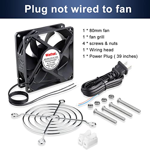 Wathai 80mm EC Axial Fan AC 110V 120V Brushless Cooling Fan 80mm x 25mm | Dual Ball, 80V - 240V Universal voltage, 30% Less Power vs Traditional AC Fan, small exhaust fan - style: 80x25mm