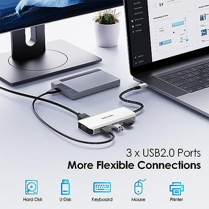 USB C Docking Station, Docking Station Quad Monitors with Dual HDMI,DP,VGA,3* USB-A2.0 for Wireless Device,Compatible with Lenovo, HP, Dell, Windows System Computer