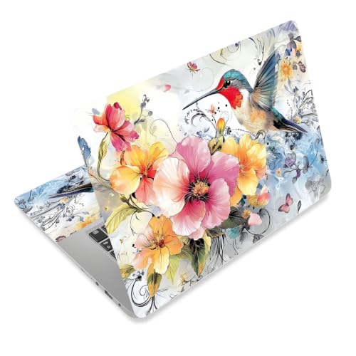 Laptop Skin Sticker Decal for 12 13 13.3 14 15 15.6 in, Universal Vinyl Waterresistant Protector Cover for Notebook PC Netbook, Computer Decor for Women Girls Hummingbird in Bloom - color: Hummingbird in Bloom