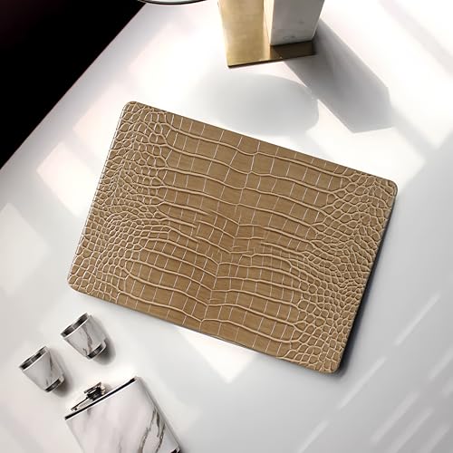 Crocodile Case for MacBook Air 13 inch 2026-2022 M5/M4/M3/M2 Logo Cutout | Model A3449 A3240 A3113 A2681, Texture Crocodile Aligator Skin Snakeskin PU Leather Hardshell Case & Keyboard Cover, Camel - color: ## Camel Crocodile
