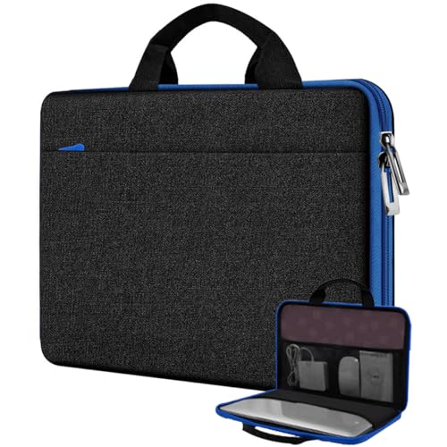 Hseok Laptop Case 13.3-14 inch Sleeve, TSA Computer Handbag Water-Resistant and Shockproof Bag Compatible with MacBook Pro/Neo 14", Mac Air/Pro 13.3" and 13"-14" Notebooks Chromebooks,Black-Blue - color: Black-blue