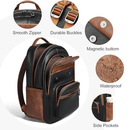 Leresas Backpack Purse for Women Mens for Work Travel Back Pack Vegan Leather Business Teacher Book Bag Fashion Computer Daypack Back Pack Brown Black - color: Brown/Black