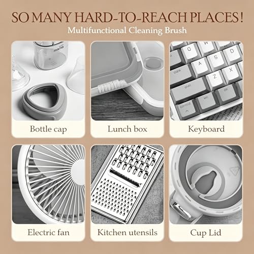 Keyboard Cleaning Brush Tool with Bendable Cup Cover, Flexible Dust Remover for Keyboards, Laptops, Office and Home, White