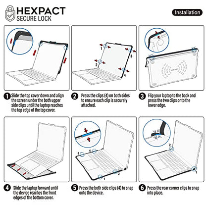 IBENZER Hexpact Protective MacBook Air 13 inch Case M5 2026 M4 2025 M3 M2 2024-2022 A3449 A3240 A3113 A2681, Heavy Duty Case & KeyboardCover & ScreenFilm, Black, HPE-KK-BK+2 - color: Black