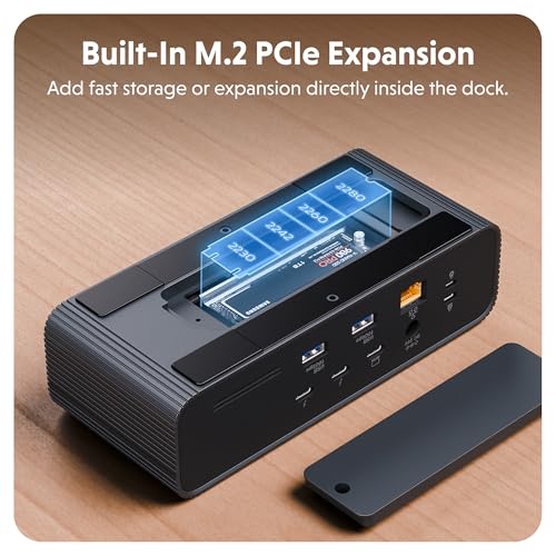 HyperDrive Next Thunderbolt 5 Dock with SSD Enclosure — 120Gbps Computer Docking Station with Triple 4K Display, Thunderbolt Share, M.2 PCIe Gen4 Slot, AI Module Support, USB-A, 2.5G Ethernet