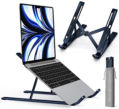 ivoler Laptop Stand, Laptop Holder Riser Computer Tablet Stand, 6 Angles Adjustable Aluminum Ergonomic Foldable Portable Desktop Holder Compatible with MacBook,iPad 10-15.6” Midnight Blue - color: E-Midnight Blue