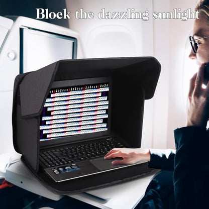Portable Laptop Sun Shade Foldable Laptop Privacy Shield Blocks Sunlight Working Outside,Computer Anti Glare Shield Privacy Hood Case Fits 12-14in(Patent Pending) - size: 12-14 inch