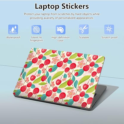 Universal Laptop Skin Sticker with 2 Wrist Pad Skins, Waterproof Scratch Resistant Vinyl Laptop Cover Decal, Cut to Fit for 11–15.6 Inch MacBook HP Dell Lenovo, Cherry - color: Cherry