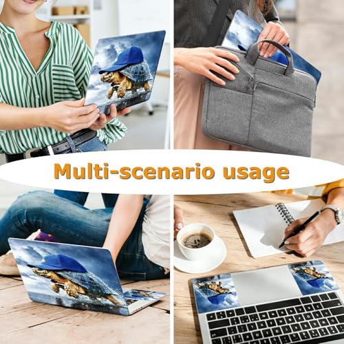 Universal Laptop Skin Sticker with 2 Wrist Pad Decals, 3-Piece Removable Vinyl Laptop Cover, Turtle Blue Hat Waterproof Anti-Scratch, Easy-Trim Fit for 13.3" 14" 15.6" Laptops - color: Turtle Blue Hat