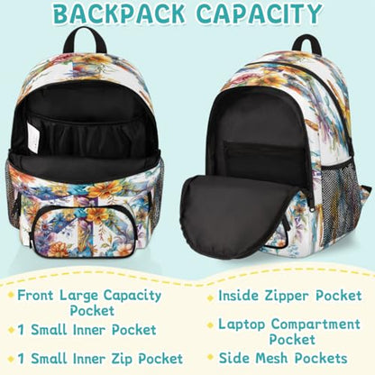 Hippie Flowers Laptop Backpack for Women Men, 18.3 Inch Travel Work Backpacks, Peace Sign Waterproof Computer Casual Daypack Nurse Teacher Bags - color: Multicolor 13
