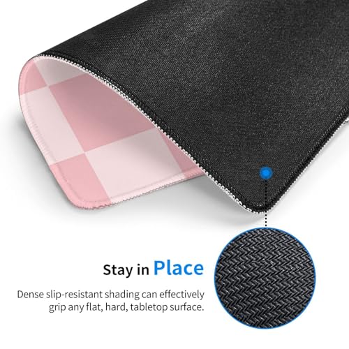 Pink Checkered Patter Gaming Computer Keyboard Cute Mouse Pad with Anti-fray Stitching, Premium-Textured Alfombrilla para Mouse with Non-Slip Rubber Base, 10 x 12 inch - color: Pink Checkered Patter