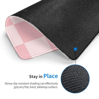 Pink Checkered Patter Gaming Computer Keyboard Cute Mouse Pad with Anti-fray Stitching, Premium-Textured Alfombrilla para Mouse with Non-Slip Rubber Base, 10 x 12 inch - color: Pink Checkered Patter