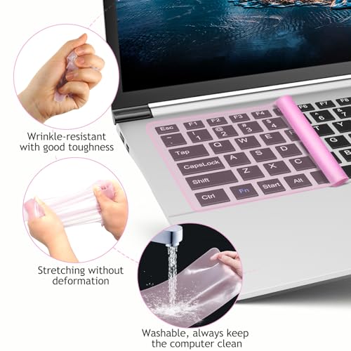 Universal Keyboard Protector Cover Skin for Laptop Notebook 13" 14" Laptop Notebook Ultra-Thin Silicone Waterproof Dustproof Keyboard Protector Skin(Pink,1Pcs) - color: Pink 1Pcs