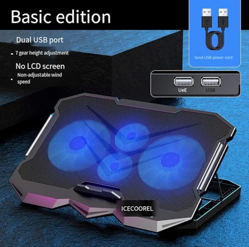 Laptop Cooling pad for Asus ROG Strix G16 Gaming laptops, Laptop Cooler with 4 Fans, LCD Display Screen, 4 Height, 2 USB-A Port Laptop Stand