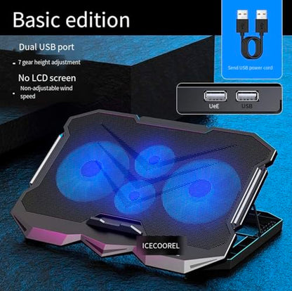 Laptop Cooling pad for Asus ROG Strix G16 Gaming laptops, Laptop Cooler with 4 Fans, LCD Display Screen, 4 Height, 2 USB-A Port Laptop Stand
