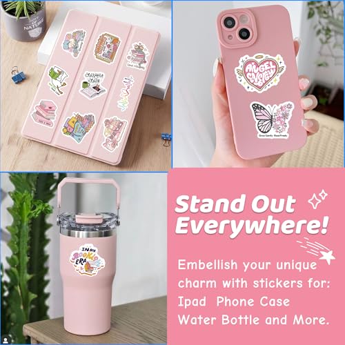 DETICKERS Book Stickers for Kindle Laptop Water Bottles 80 PCS Romance Bookish Waterproof Stickers Vinyl Gifts for Adults Reading Book Lover - style: Booking