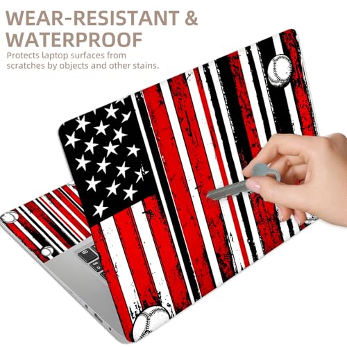 Universal Laptop Skin Sticker for 12/13/14/15.6 Inch Laptops, Reusable Vinyl Laptop Decal Cover, Waterproof Scratch Resistant Notebook Skin with 2 Wrist Pads,American Flag Illustration - color: American Flag Illustration