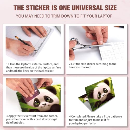 PLIGREAT Cute Panda Laptop Decal Sticker Skin Cover, Cartoon Laptop Stickers Skins Decal Fits 12" 13" 13.3" 14" 15" Laptops Universal Removable Vinyl Notebook Art Protector Netbook PC Cover Decals