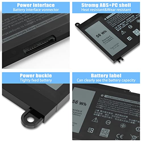 56WH 33YDH Laptop Battery Replacement for Dell Inspiron 17 7000 7786 7779 7773 7778 G3 3579 3779 G5 5587 G7 7588 15 7577 Latitude 13 3380 14 3490 15 3590 3580 99NF2 P72F P30E 81PF3 P30E001 - size: 9.53*4.4*0.23inch 33YDH