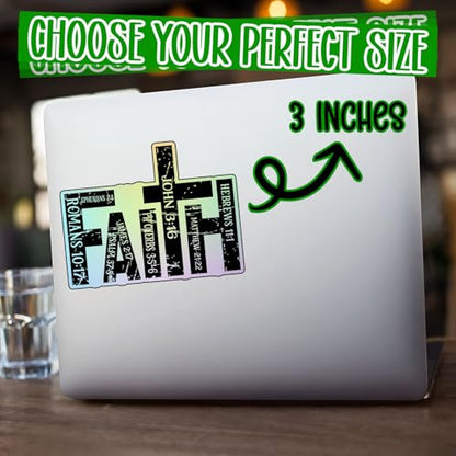 (3PCs) Faith Cross Bible Verse Sticker, Christian Bible Quotes Stickers, Inspirational Religious Quotes Vinyl Waterproof Scripture Stickers for Laptop Water Bottle Notebook Tumbler Journal 3x2.5 Inch - color: Faith Bible Verses