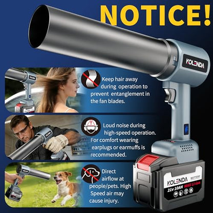 Handheld Cordless Lightweight Powerful Car Dryer Air Blower with 1800G & 335MPH Powerful, Air Duster Electric Leaf Blower Cleaning Dryer Turbo for Patio Cleaning, Lawn Care and Car Drying