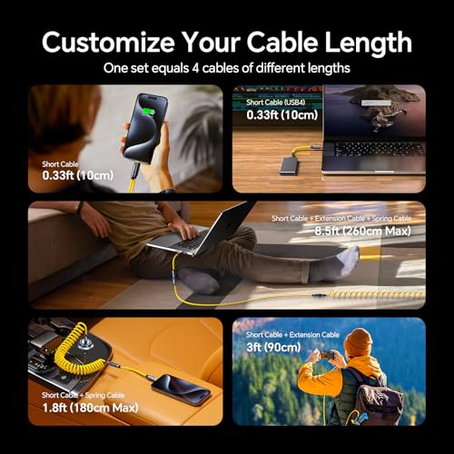 AOHI 240W 8 in 1 USB 4 Cable Set, The Future 240W PD3.1 USB C Fast Charging Cable Supports 40Gbps Data Transfer 8K HD Display for iPhone17 Pro Max MacBook Pro Air iPad Galaxy