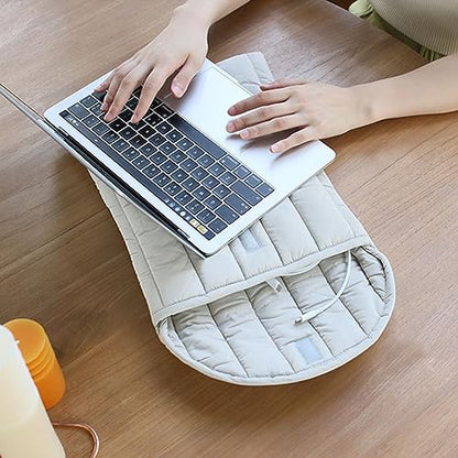Puffy Laptop Sleeve 13-14 Inch, Soft Laptop Case, Grey | Compatible with 15-16 Inch Macbook Pro/Air, Asus/Dell Xps/Lenovo Laptops, Protective Carrying Bag for Women and Men - color: Streak-Grey, size: 13/14