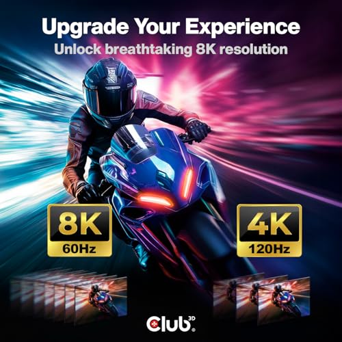 Club3D CAC-1557 USB Type C to Displayport 1.4 Bi-Directional Cable with 8K 60Hz, 4K 120Hz HDR Video Support 1.8m-6ft M/M