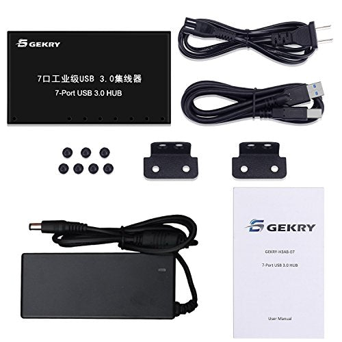 USB 3.0 Hub, USB Data Hub, Metal Case Mountable 7-Port Powered USB Hub 3.0 with 36W AC Adapter-Type A