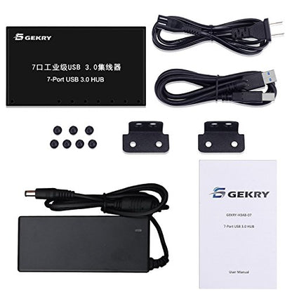 USB 3.0 Hub, USB Data Hub, Metal Case Mountable 7-Port Powered USB Hub 3.0 with 36W AC Adapter-Type A