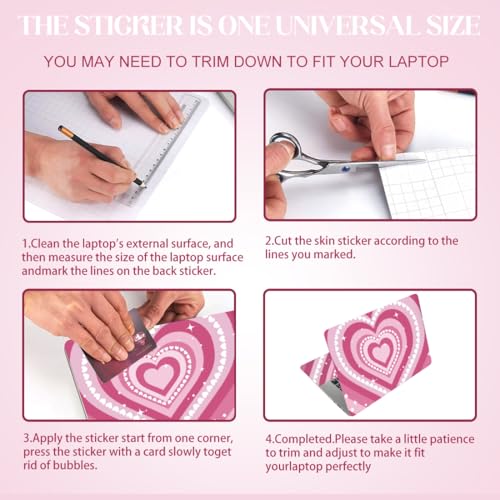 SUPERDANT Laptop Skin Sticker Pink Heart Laptop Decals Personalized Universal Notebook Computer Wrap Vinyl Skin Stickers Cover Art Decal Removable 12-15.6 Inch Waterproof Scratch-Resistant Gifts - style: Love Heart Vortex