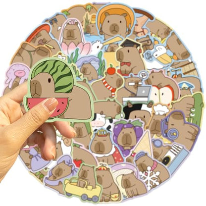 50 Pcs Capybara Stickers - Waterproof Vinyl Removable No Residue Stickers, for Skateboard Fridge Laptop Phone Luggage, Suitable for Kids Girls Adults Boys(Capybara) - color: Capybara