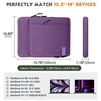 MoKo 13.3-14 Inch Laptop Sleeve Bag Carrying Case with Accessory Pocket | Fits MacBook Pro 14-inch M3/M2, MacBook Pro 13-inch M2/M1, MacBook Air 13.6-inch M2 and Surface Pro 9/8 13-inch, Purple - color: Purple, size: 13.3-14 Inch